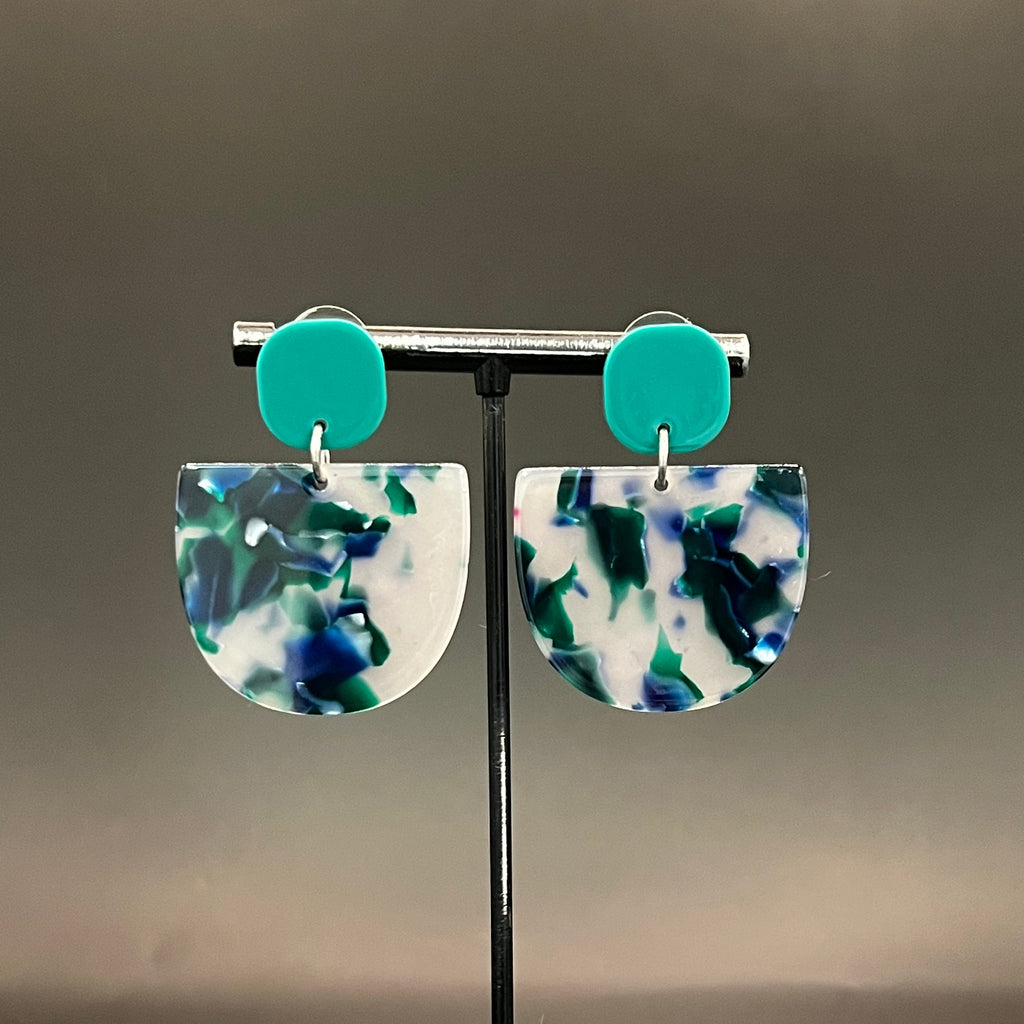 Ohrhänger Ines in blau/grün/weiss
