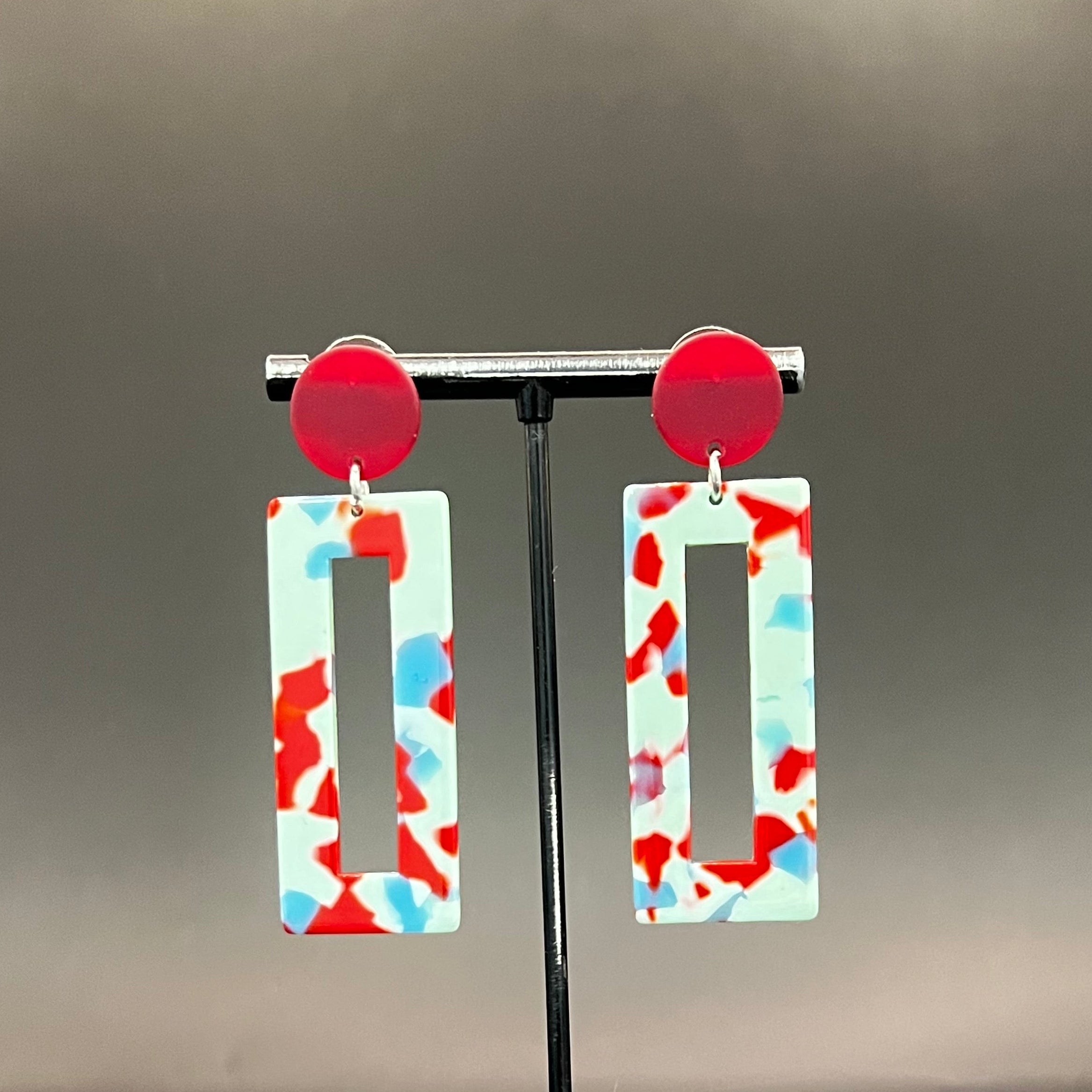 Ohrhänger Emily, kirschrot/bunt