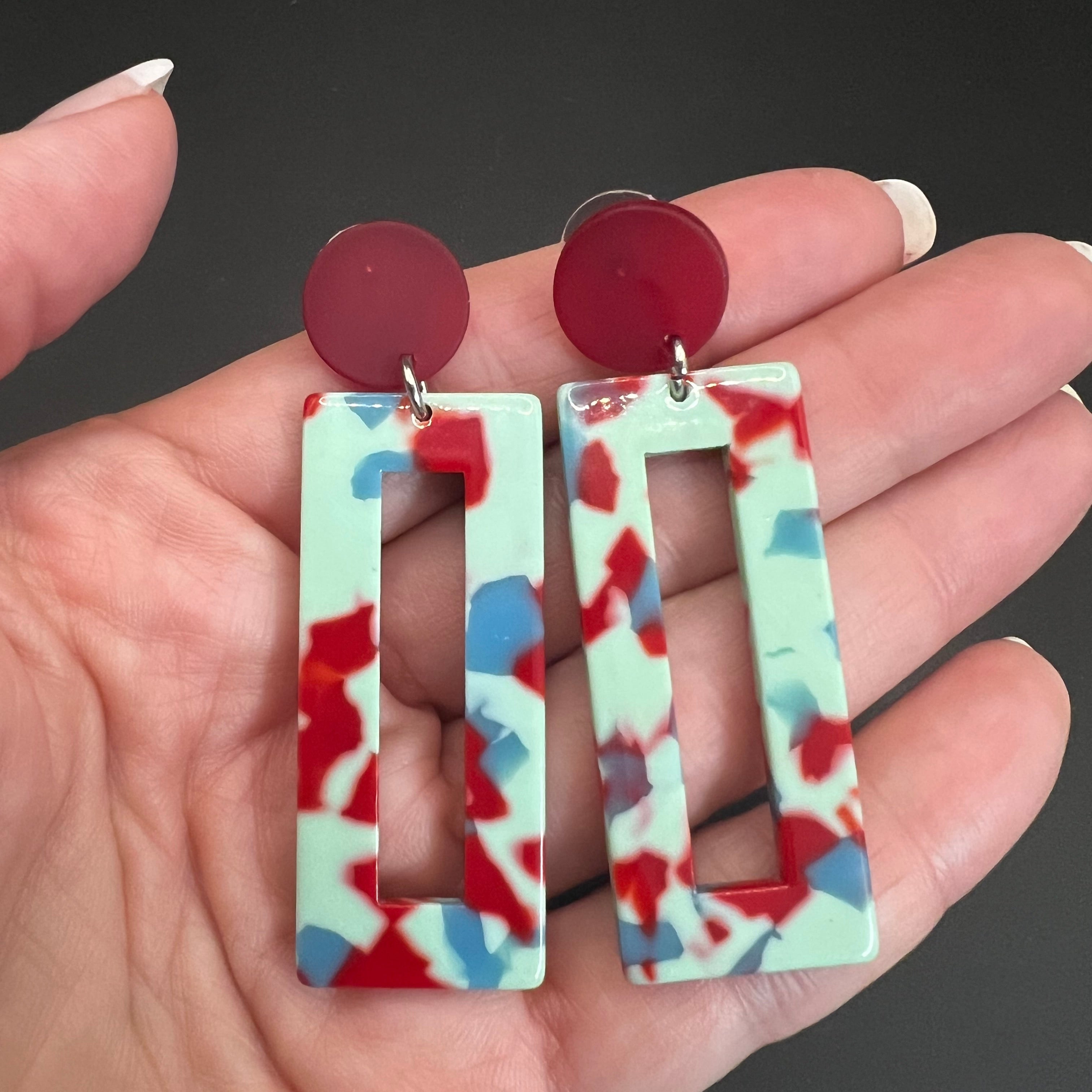 Ohrringe Emily - kirschrot-bunt2