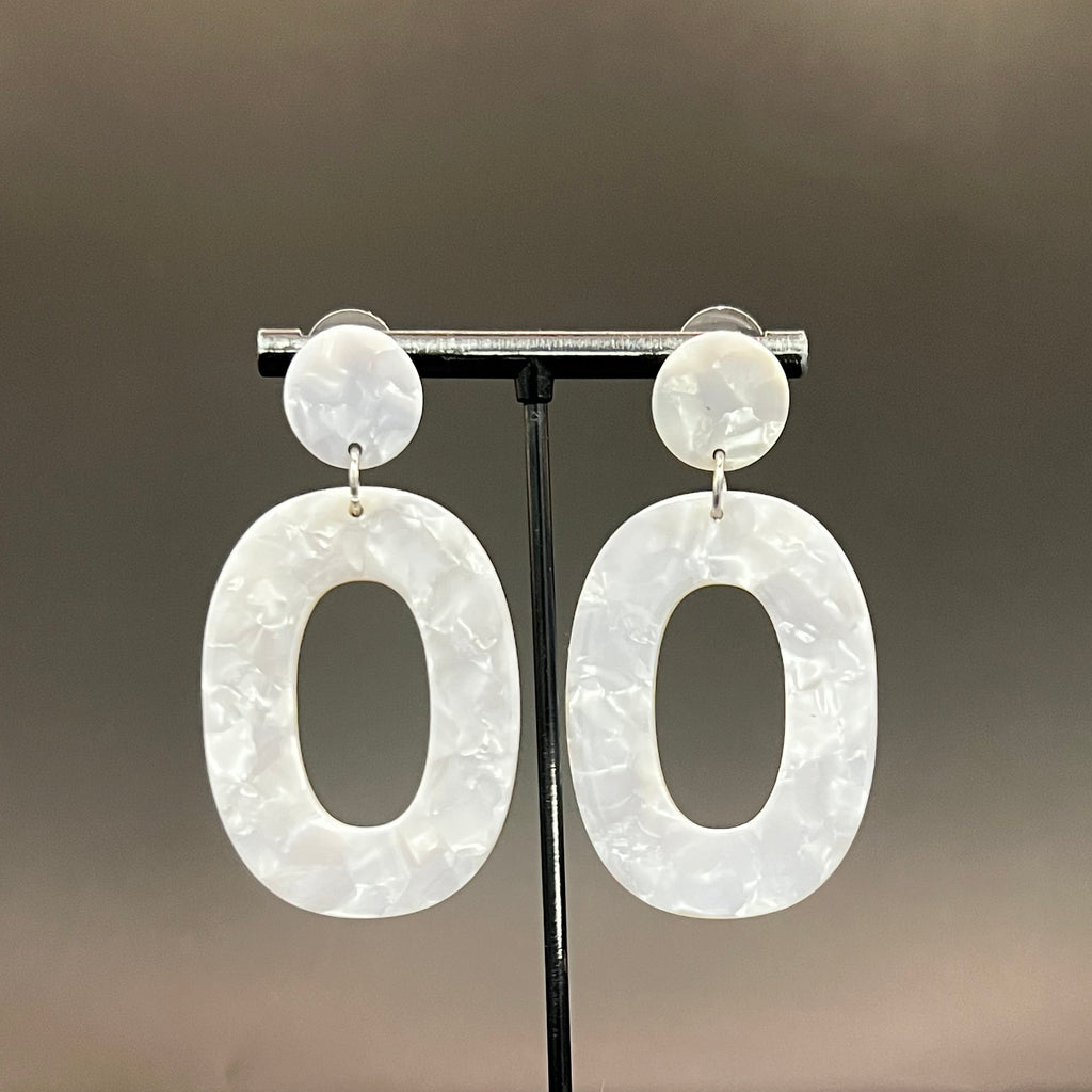 Ohrringe Kelly - weiss-schillernd